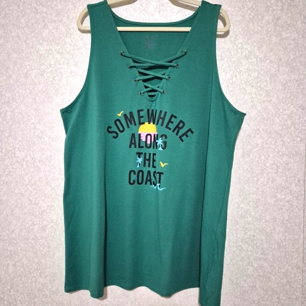 Torrid Relaxed Green Tie Front Tank Top..SIZE:5